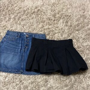 Denim and Black Skirt Set